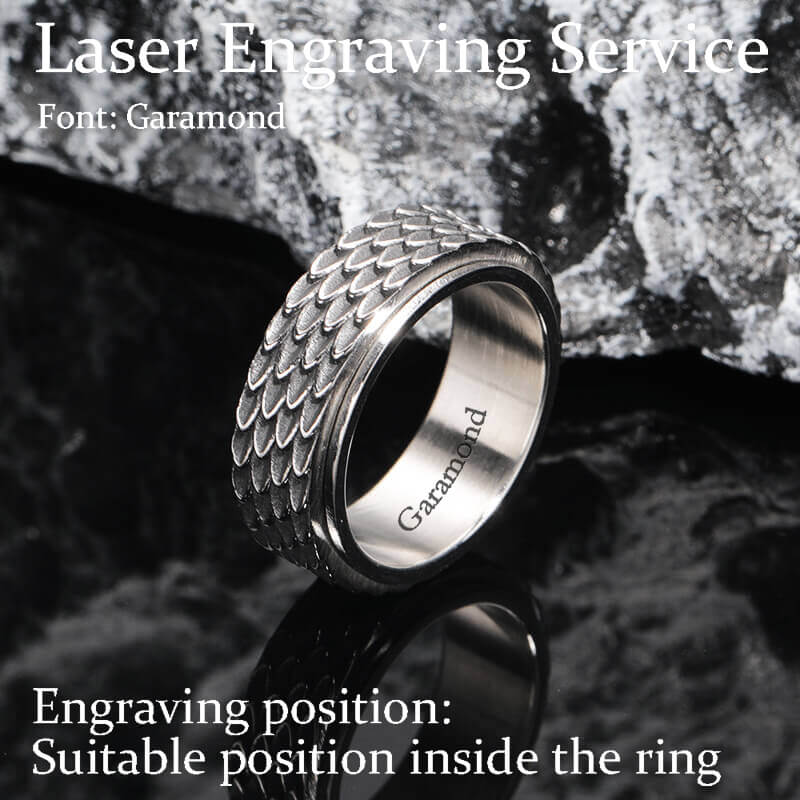 Dragon Scale Stainless Steel Spinner Ring