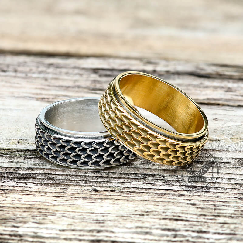 Dragon Scale Stainless Steel Spinner Ring