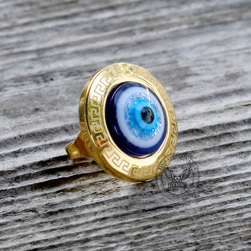 Gold Evil Eye Stainless Steel Stud Earrings