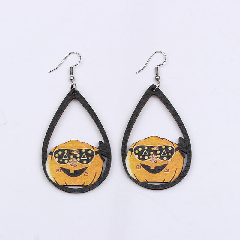 Halloween Element Drip Wood Dangle Earrings