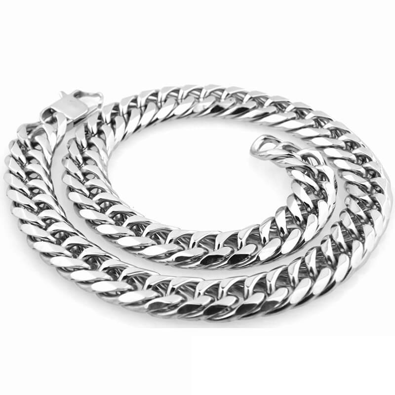 Heavy Polished Cuban Link Chain Stainless Steel Men's Necklace