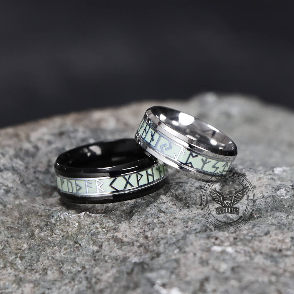 Luminous Runes Stainless Steel Ring
