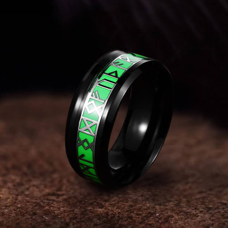 Luminous Runes Stainless Steel Ring