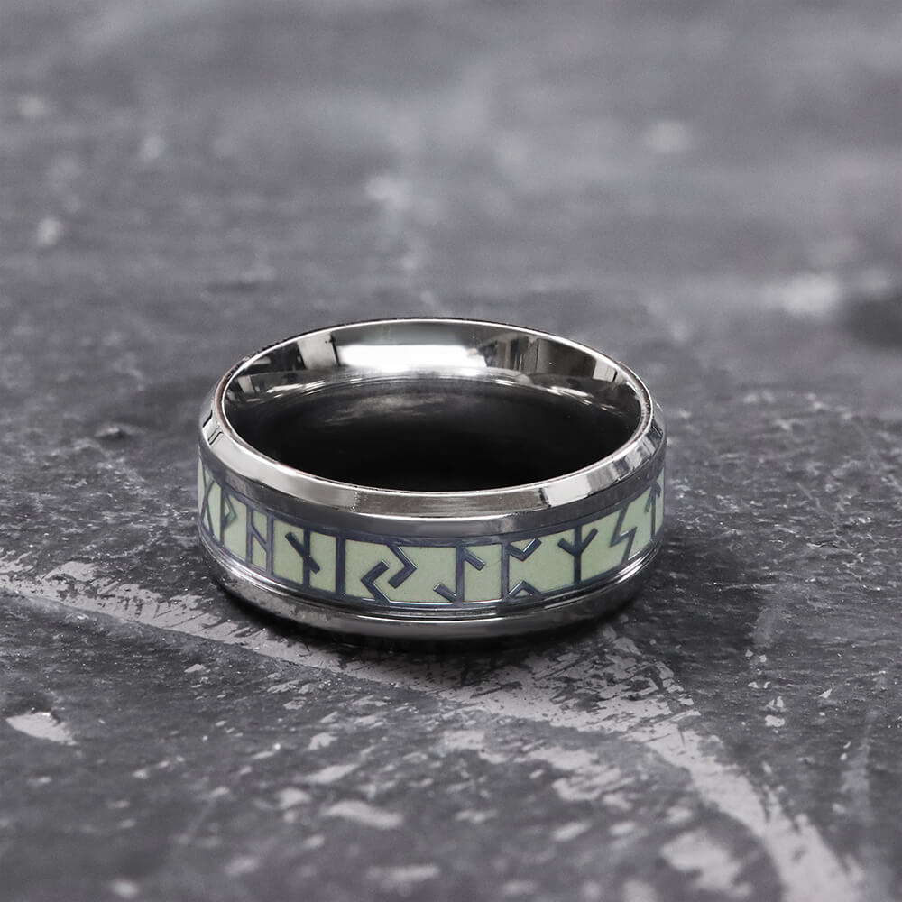 Luminous Runes Stainless Steel Ring