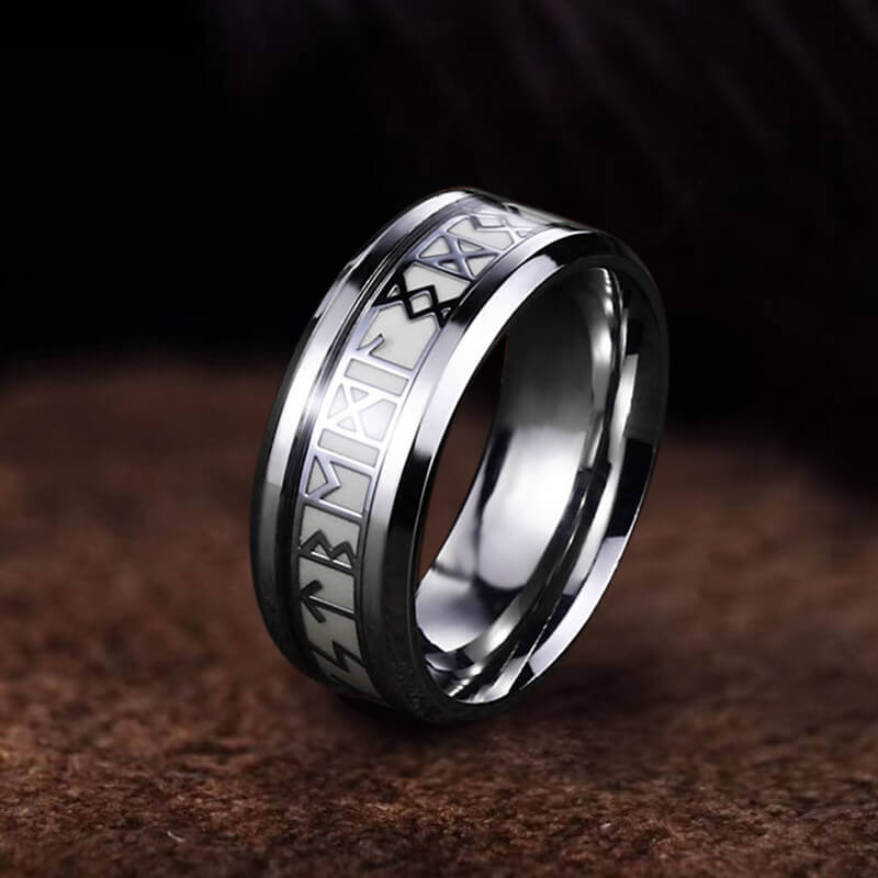 Luminous Runes Stainless Steel Ring