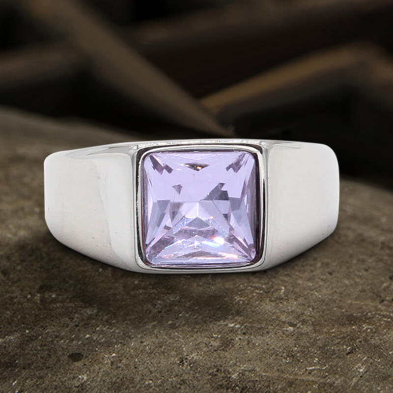 Minimalist Birthstone Stainless Steel Ring