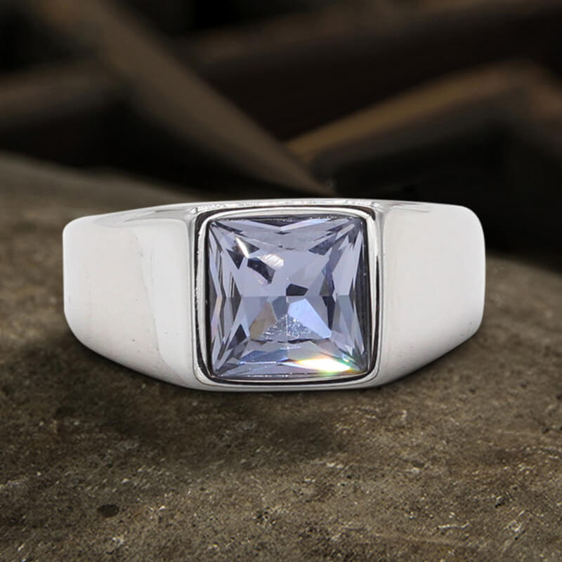 Minimalist Birthstone Stainless Steel Ring