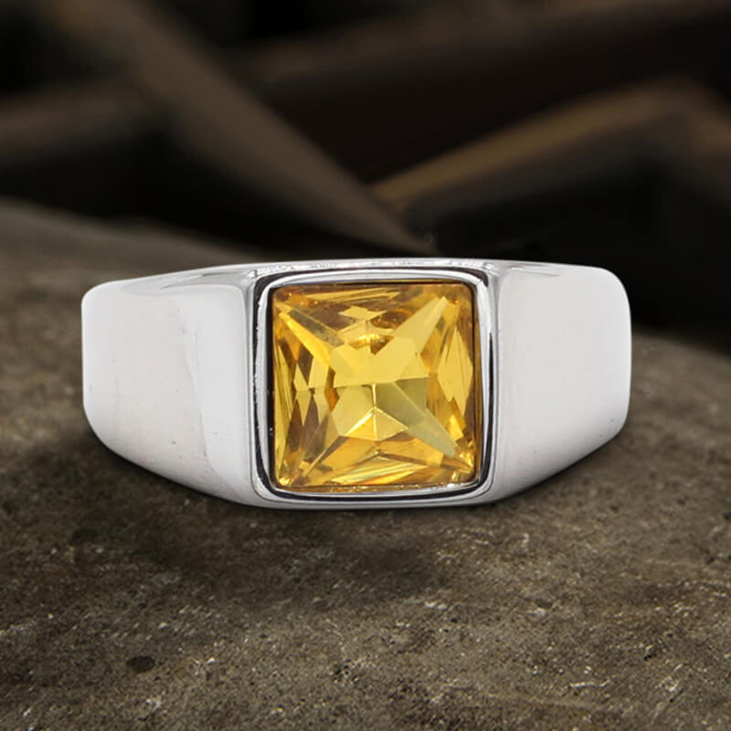 Minimalist Birthstone Stainless Steel Ring