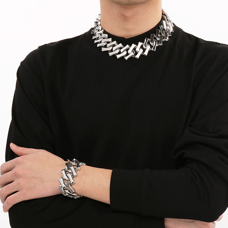 Punk Rhombus Cuban Chain Stainless Steel Necklace