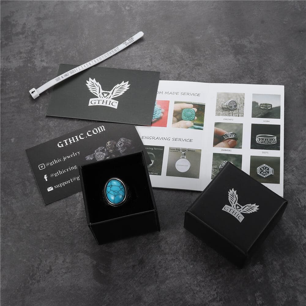 Retro Pattern Gem Stainless Steel Ring