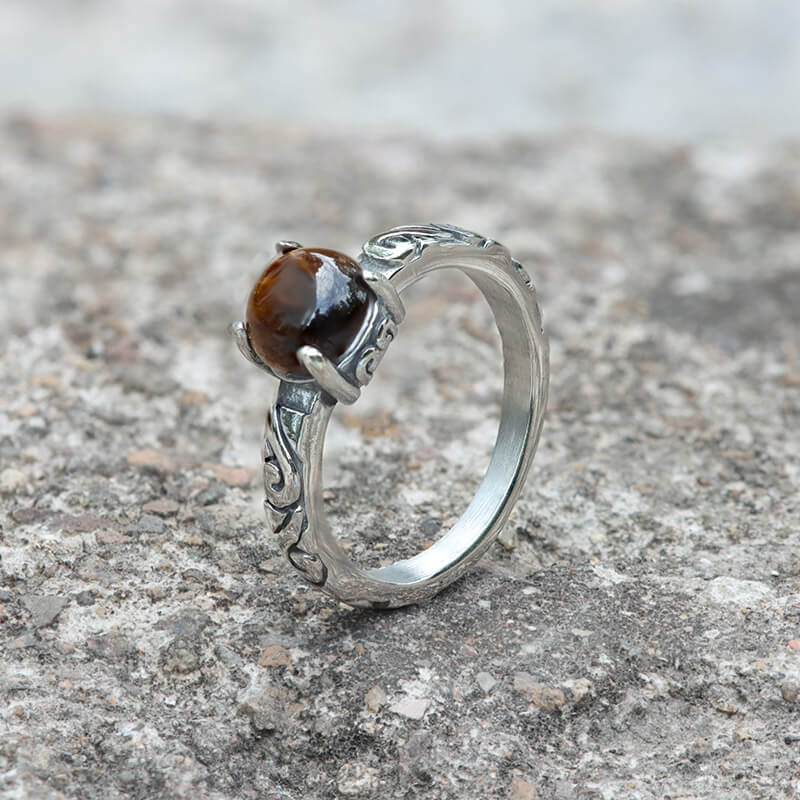 Gothic Gem-Set Stainless Steel Ring