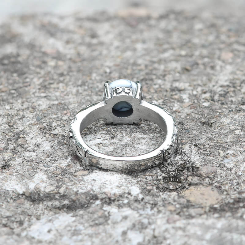 Gothic Gem-Set Stainless Steel Ring