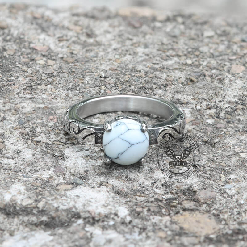 Gothic Gem-Set Stainless Steel Ring