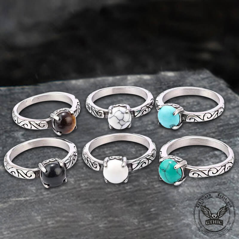 Gothic Gem-Set Stainless Steel Ring