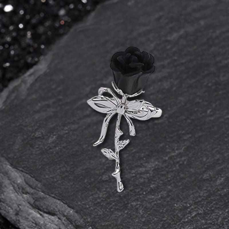 Rose Flower Design Alloy Open Ring