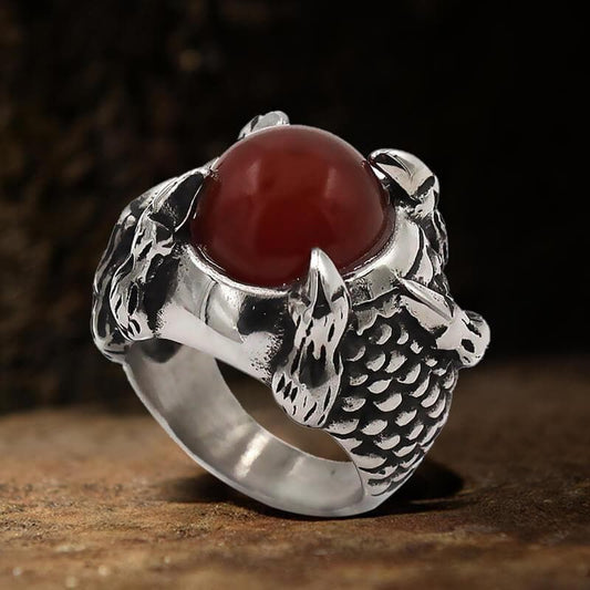 Ruby Claw Stainless Steel Ring