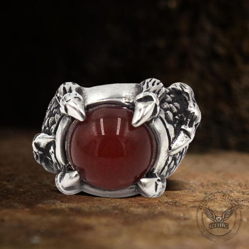 Ruby Claw Stainless Steel Ring