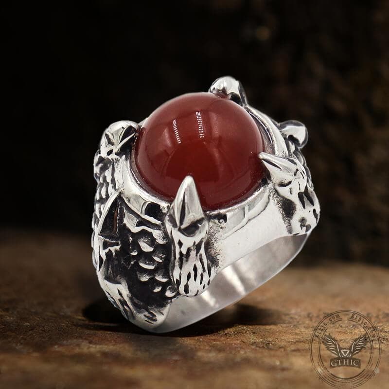 Ruby Claw Stainless Steel Ring
