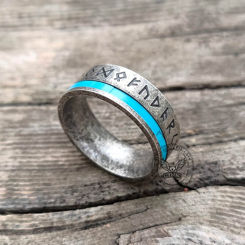 Viking Runes Amulet Stainless Steel Band Ring