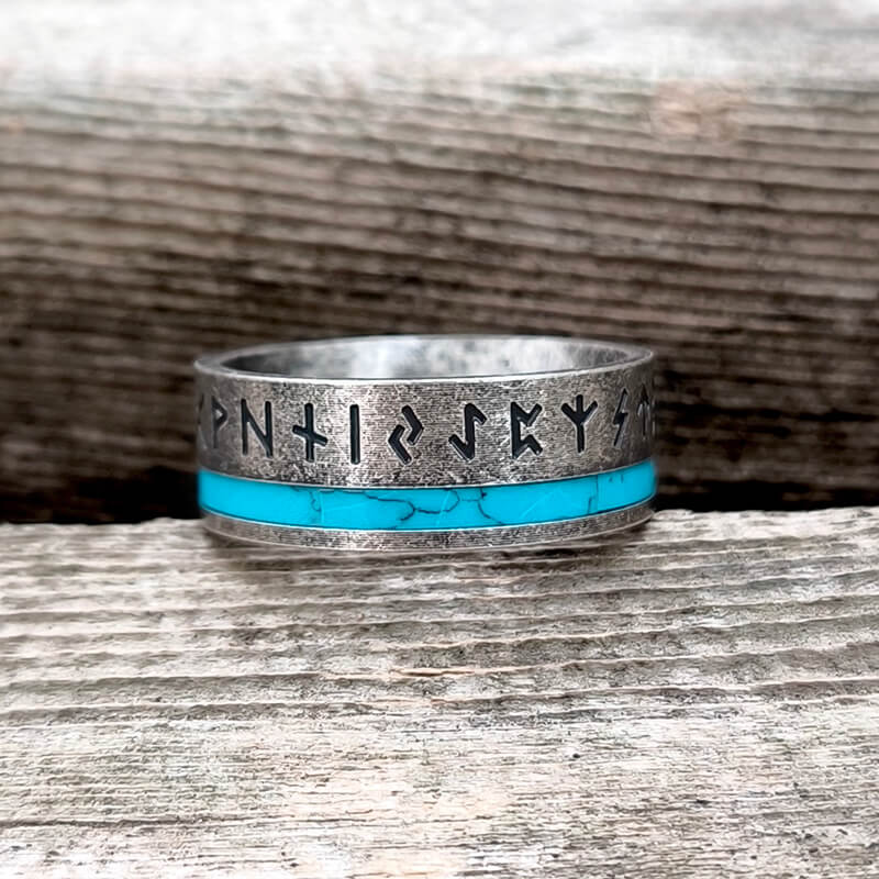 Viking Runes Amulet Stainless Steel Band Ring