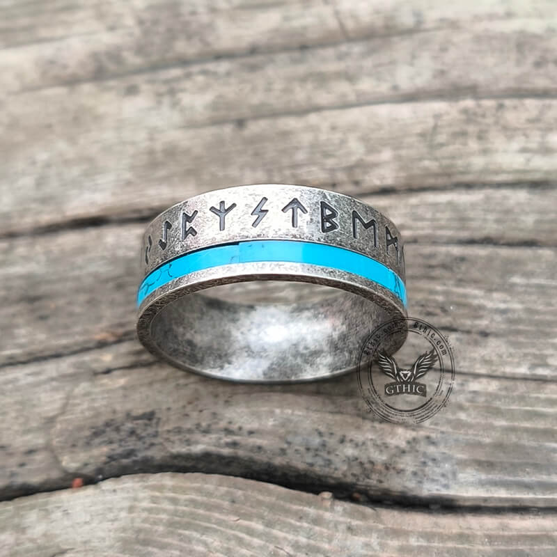 Viking Runes Amulet Stainless Steel Band Ring